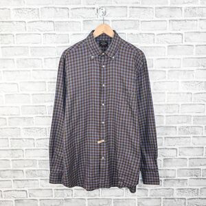 Paul & Shark Yachting Button Down Shirt Brown blue check sz L made in Italy